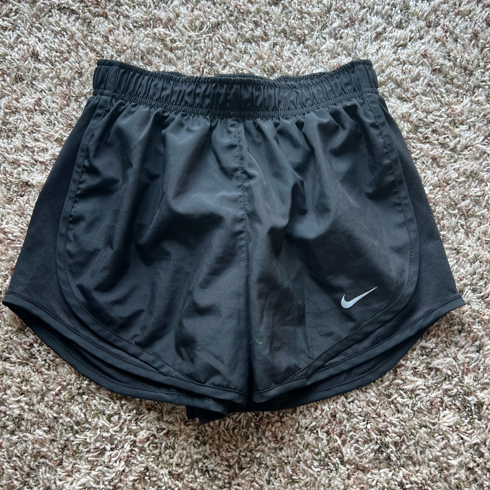 Nike Dri-Fit Women's Black Athletic Shorts with White Logo